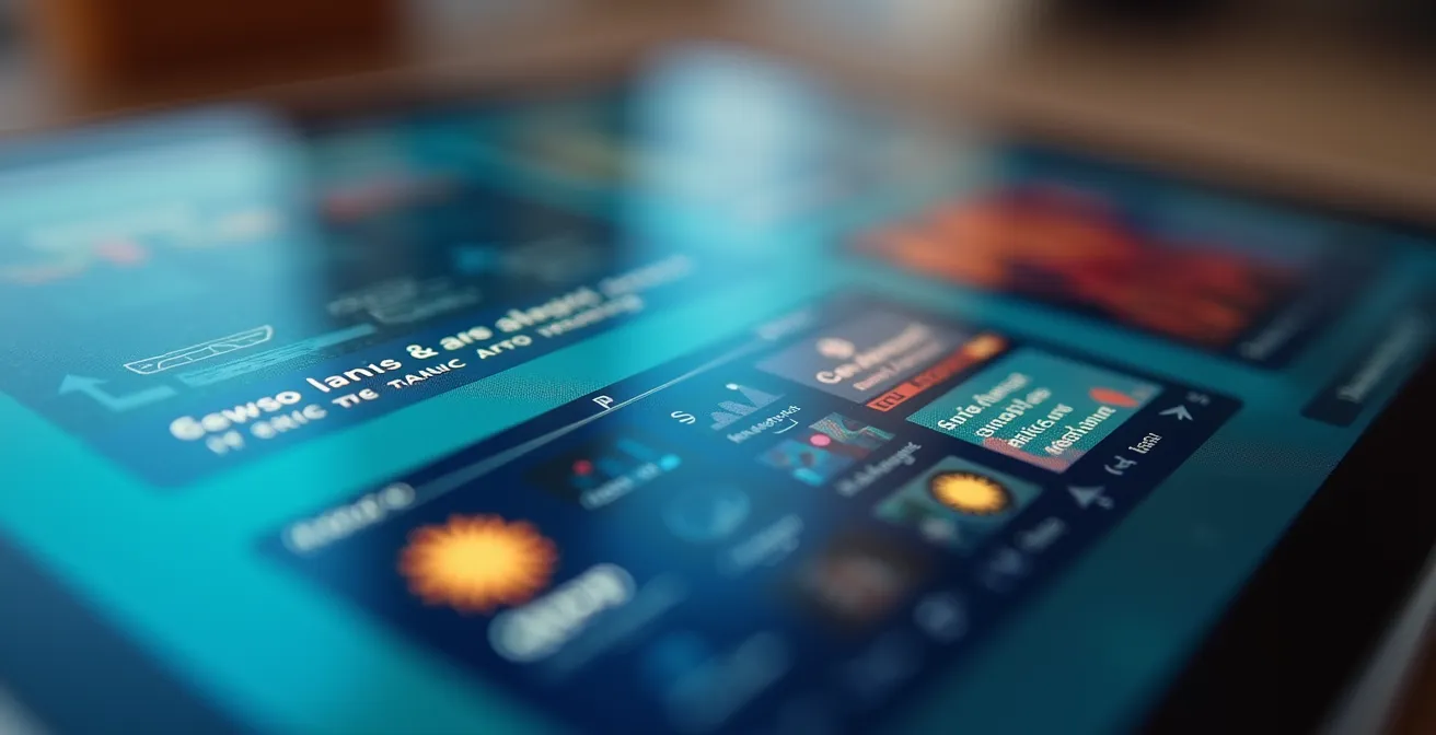 Représentation visuelle du format numérique interactif des médias modernes comme La Presse+