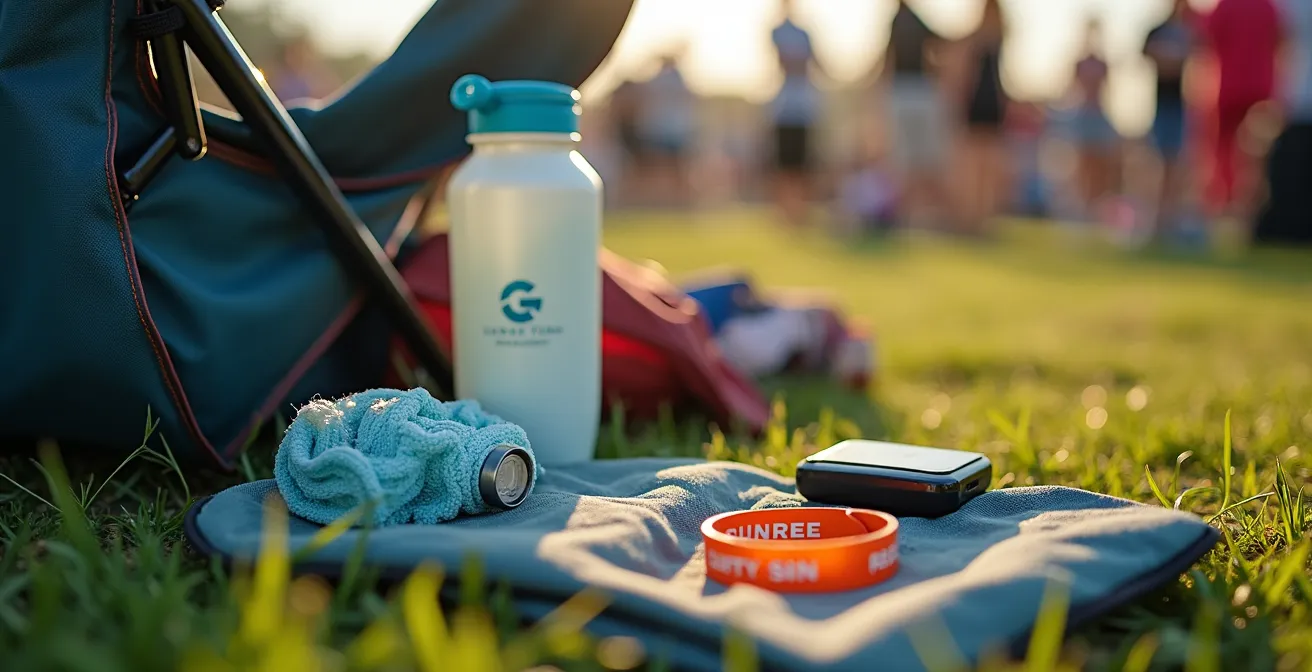 Festivalier bien équipé avec sa chaise de camping sur les plaines d'Abraham