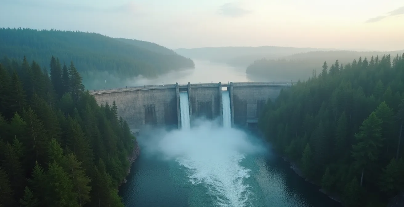 Barrage hydroélectrique du Québec symbolisant l'énergie verte comme avantage compétitif