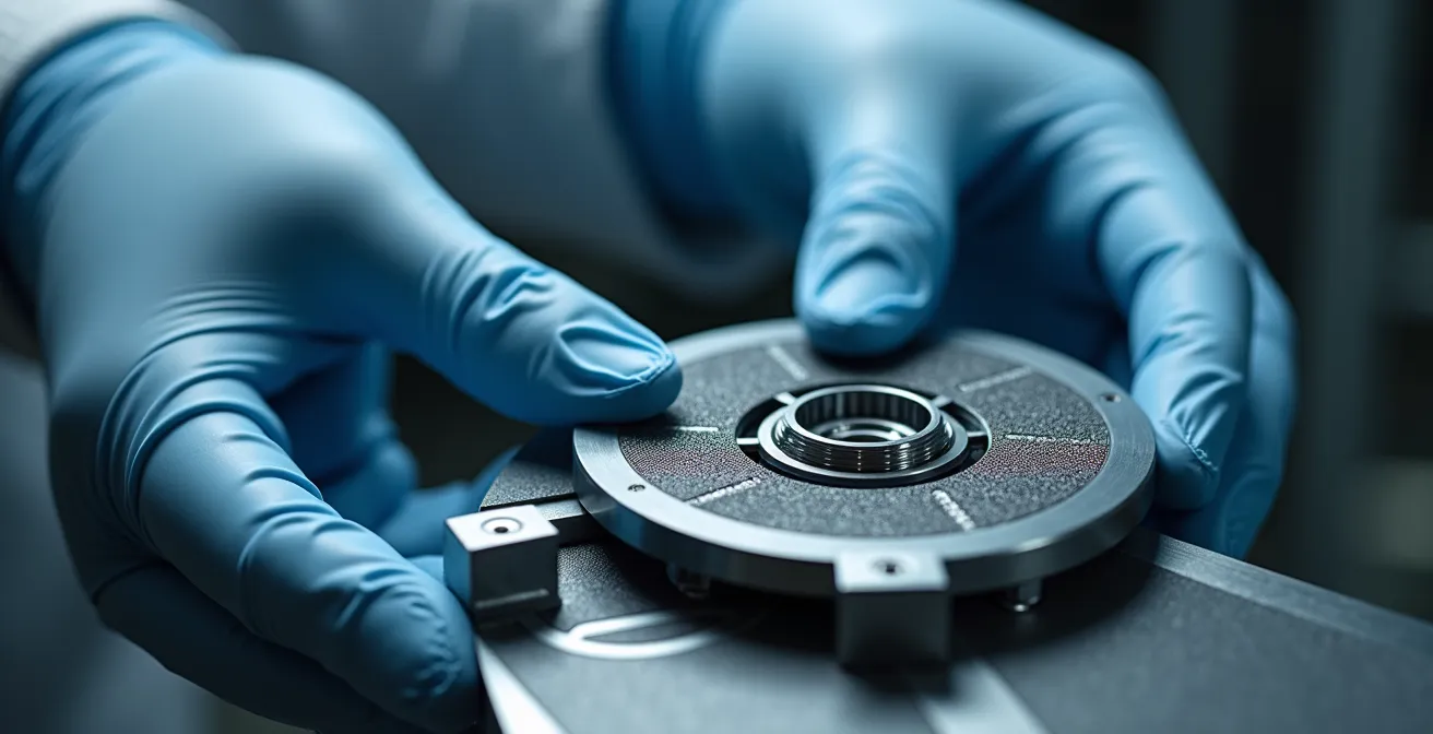 Ingénieurs québécois travaillant sur des composants aéronautiques de pointe dans un laboratoire montréalais