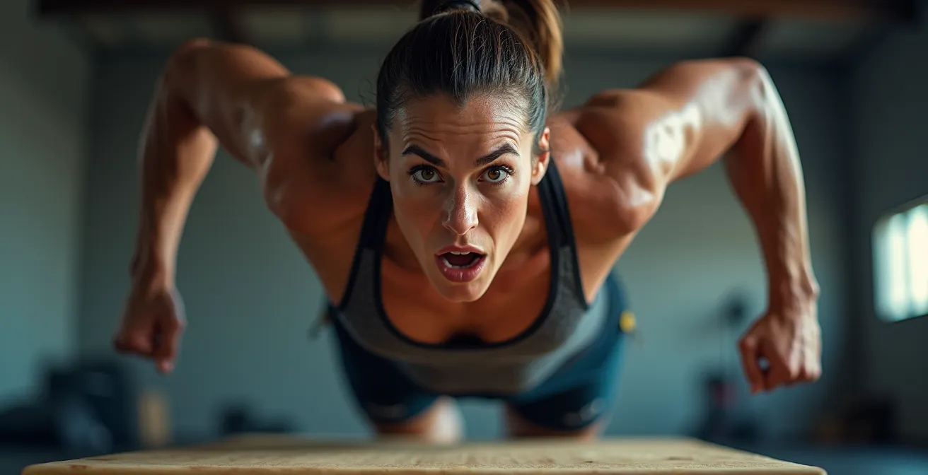 Vue détaillée d'un athlète effectuant un exercice pliométrique explosif