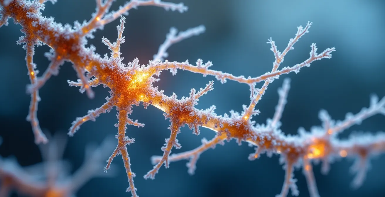 Visualisation macro de connexions neuronales abstraites représentant les techniques de mémorisation